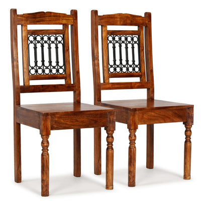 Dealsmate  Dining Chairs 2 pcs Solid Wood with Honey-coloured Finish Classic