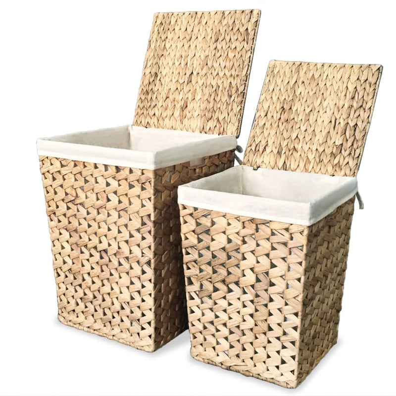 Dealsmate  Laundry Basket Set 2 Pieces Water Hyacinth