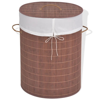 Dealsmate  Bamboo Laundry Bin Oval Brown