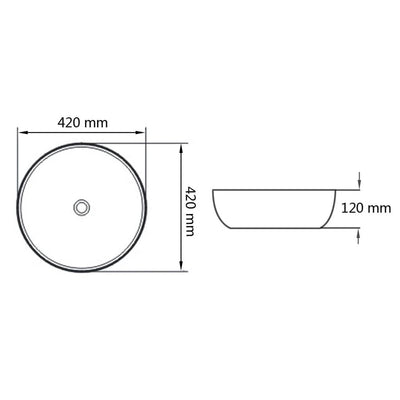 Dealsmate  Basin Ceramic Round Black 42x12 cm