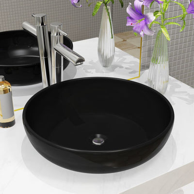 Dealsmate  Basin Ceramic Round Black 42x12 cm