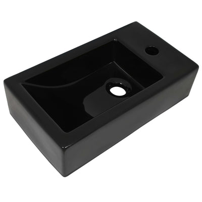 Dealsmate  Basin with Faucet Hole Rectangular Ceramic Black 46x25.5x12 cm