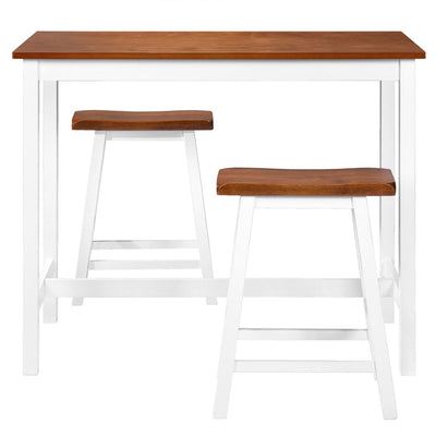 Dealsmate  Bar Table and Stool Set 3 Pieces Solid Wood