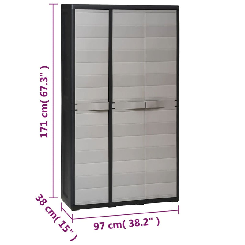 Dealsmate  Garden Storage Cabinet with 4 Shelves Black and Grey