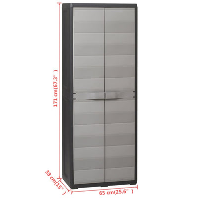 Dealsmate  Garden Storage Cabinet with 3 Shelves Black and Grey