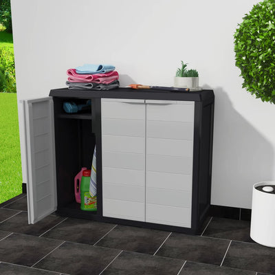Dealsmate  Garden Storage Cabinet with 2 Shelves Black and Grey