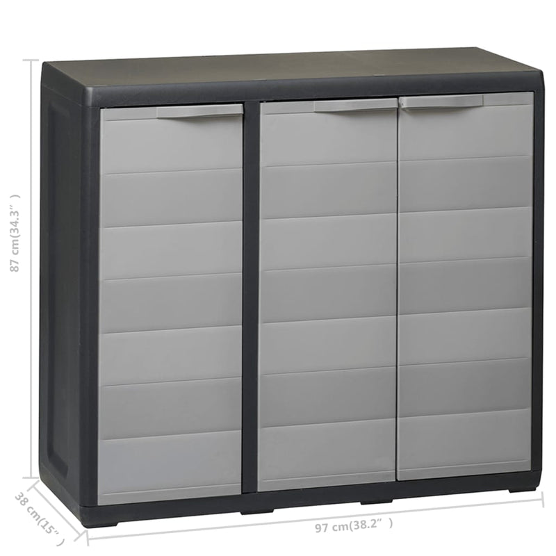 Dealsmate  Garden Storage Cabinet with 2 Shelves Black and Grey