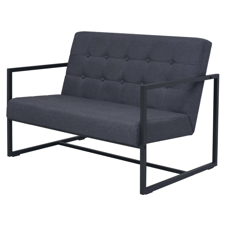 Dealsmate  2-Seater Sofa with Armrests Steel and Fabric Dark Grey