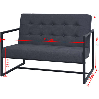 Dealsmate  2-Seater Sofa with Armrests Steel and Fabric Dark Grey