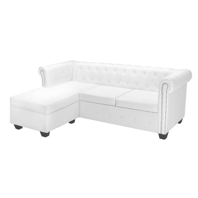 Dealsmate  L-shaped Chesterfield Sofa Artificial Leather White