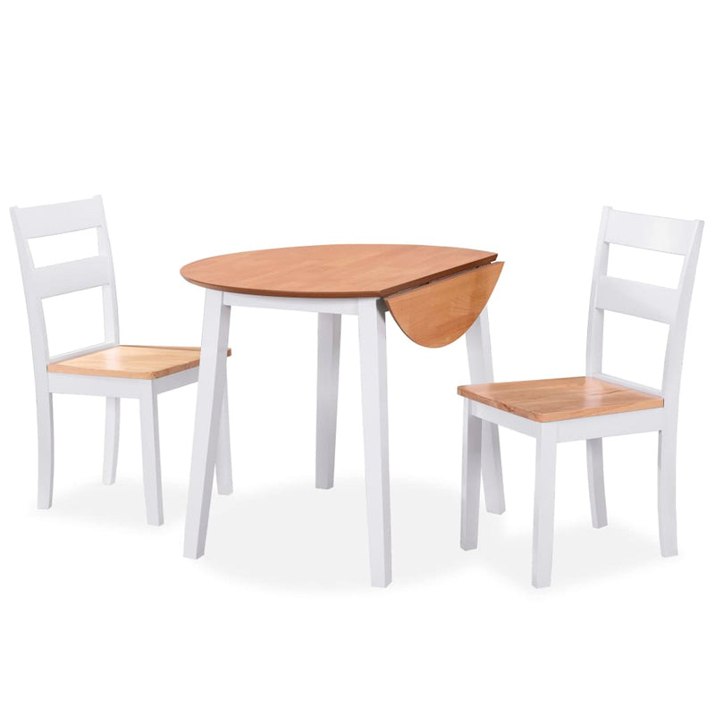 Dealsmate  Dining Set 3 Pieces MDF and Rubberwood White