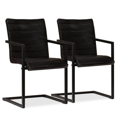 Dealsmate  Dining Chairs 2 pcs Anthracite Real Leather