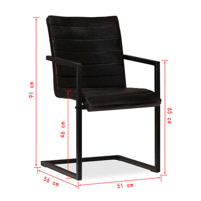 Dealsmate  Dining Chairs 2 pcs Anthracite Real Leather