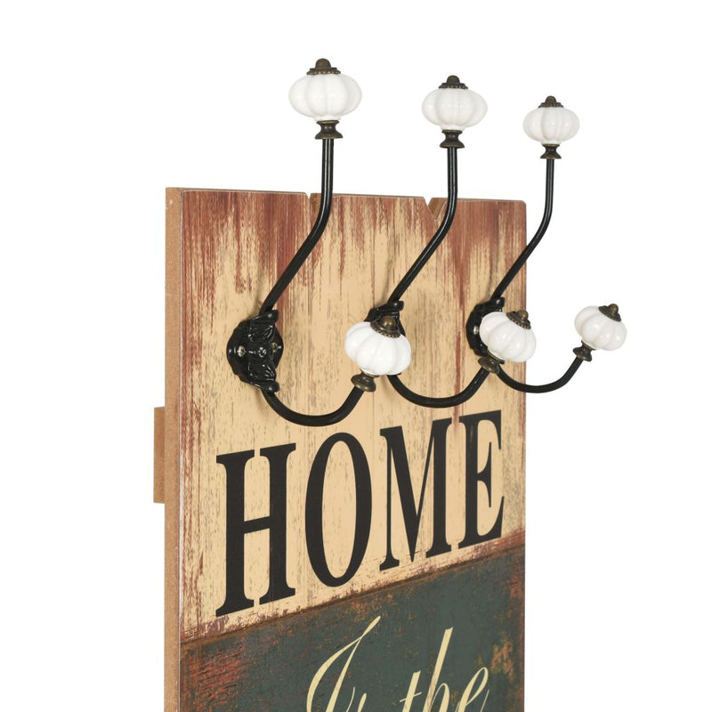 Dealsmate  Wall-mounted Coat Rack with 6 Hooks 120x40 cm HOME IS