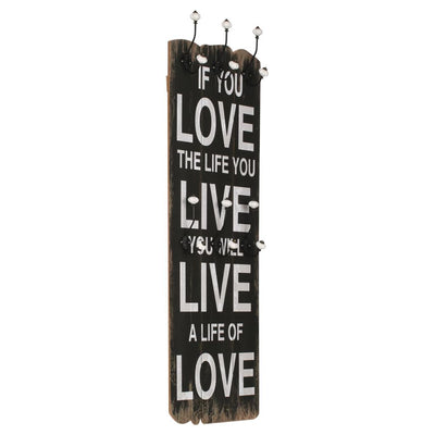 Dealsmate  Wall-mounted Coat Rack with 6 Hooks 120x40 cm LOVE LIVE