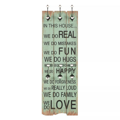 Dealsmate  Wall-mounted Coat Rack with 6 Hooks 120x40 cm HAPPY LOVE