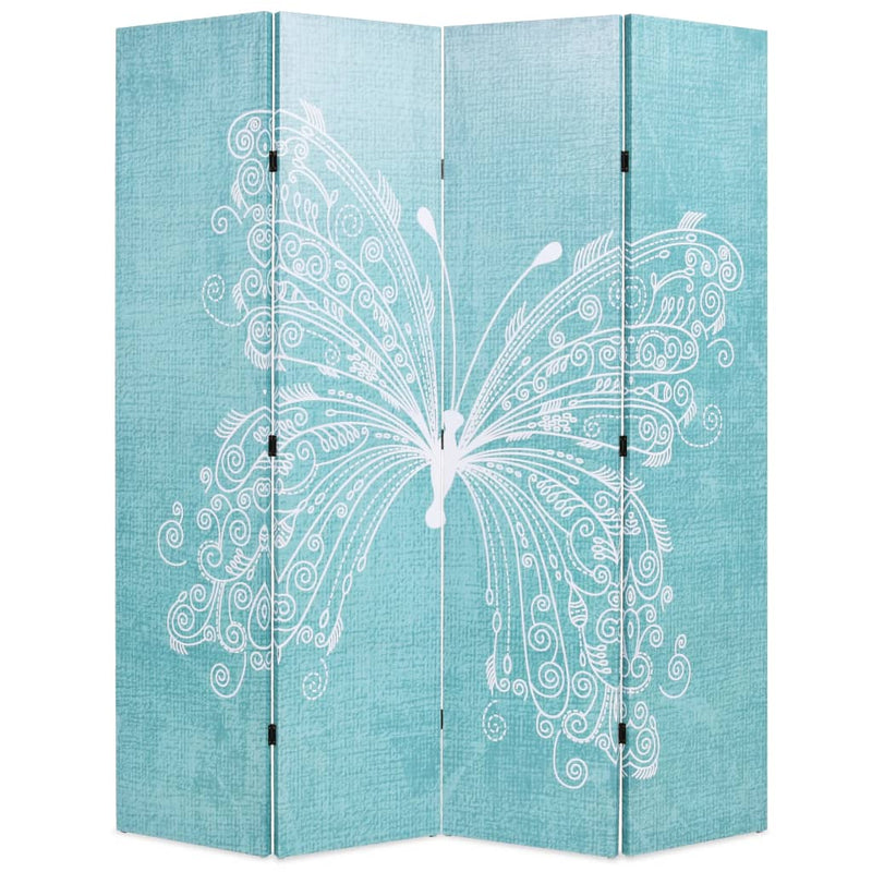 Dealsmate  Folding Room Divider 160x180 cm Butterfly Blue