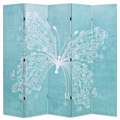 Dealsmate  Folding Room Divider 200x180 cm Butterfly Blue
