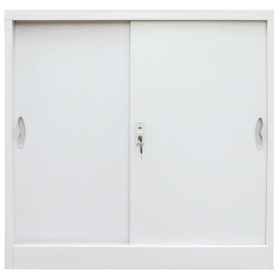 Dealsmate  Office Cabinet with Sliding Doors Metal 90x40x90 cm Grey