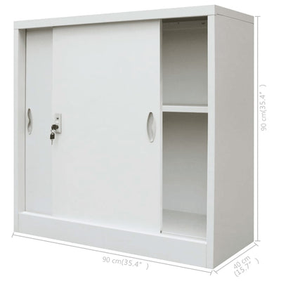 Dealsmate  Office Cabinet with Sliding Doors Metal 90x40x90 cm Grey
