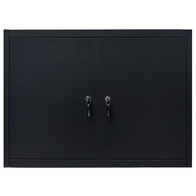 Dealsmate  Wall Mounted Tool Cabinet Industrial Metal 80x19x60 cm Black