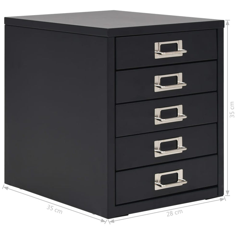 Dealsmate  Filing Cabinet with 5 Drawers Metal 28x35x35 cm Black