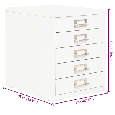 Dealsmate  Filing Cabinet with 5 Drawers Metal 28x35x35 cm White