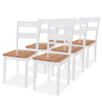 Dealsmate  Dining Chairs 6 pcs White Solid Rubber Wood