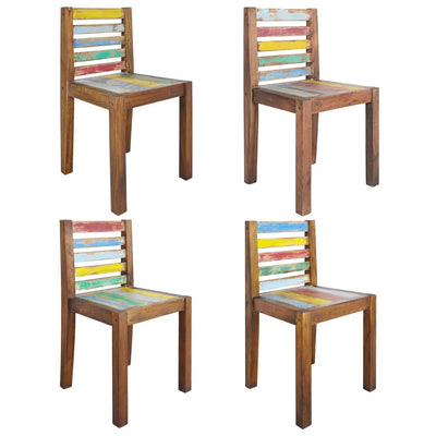 Dealsmate  Dining Chairs 4 pcs Solid Reclaimed Boat Wood