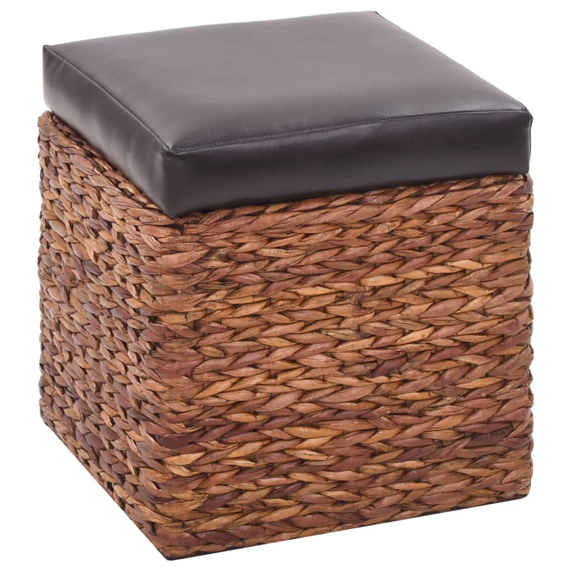 Dealsmate  Bench with 2 Ottomans Seagrass Brown and Black