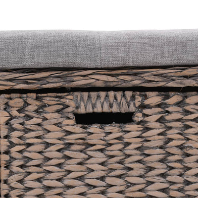 Dealsmate  Bench with 3 Baskets Seagrass 105x40x42 cm Grey