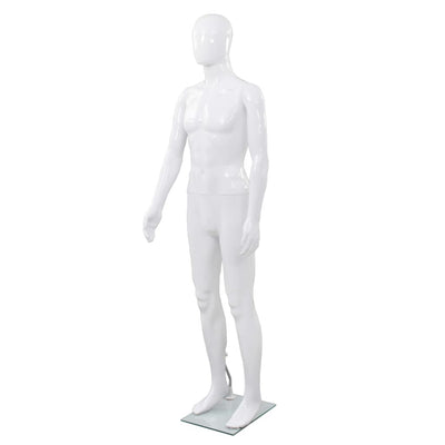 Dealsmate  Full Body Male Mannequin with Glass Base Glossy White 185 cm