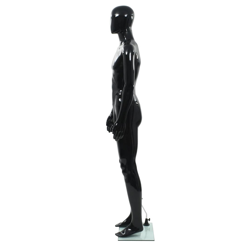 Dealsmate  Full Body Male Mannequin with Glass Base Glossy Black 185 cm
