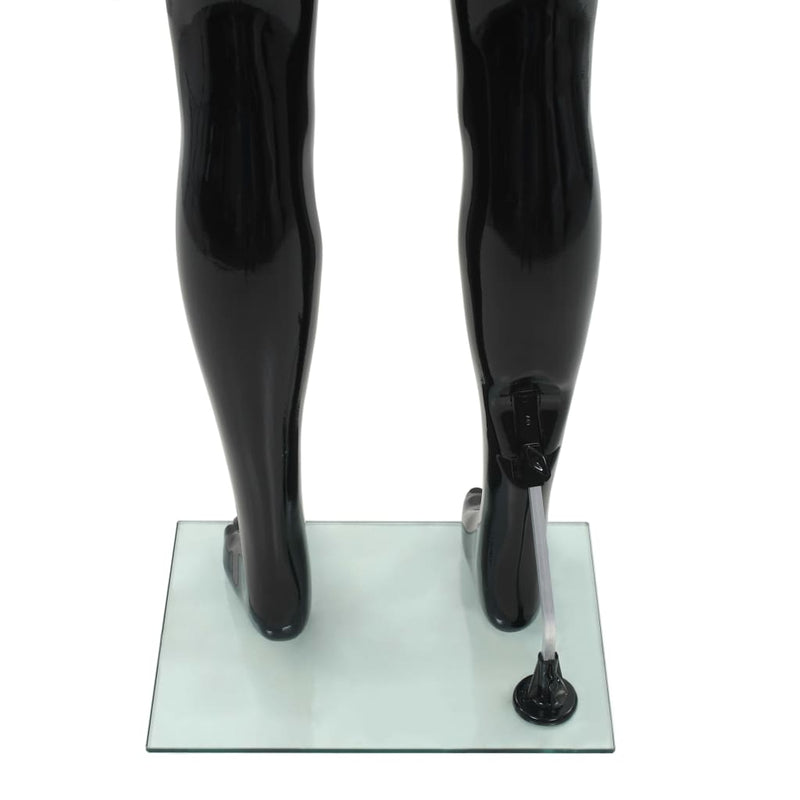 Dealsmate  Full Body Male Mannequin with Glass Base Glossy Black 185 cm