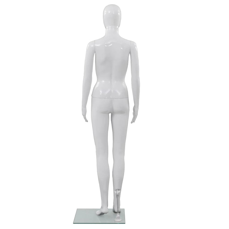 Dealsmate  Full Body Female Mannequin with Glass Base Glossy White 175 cm