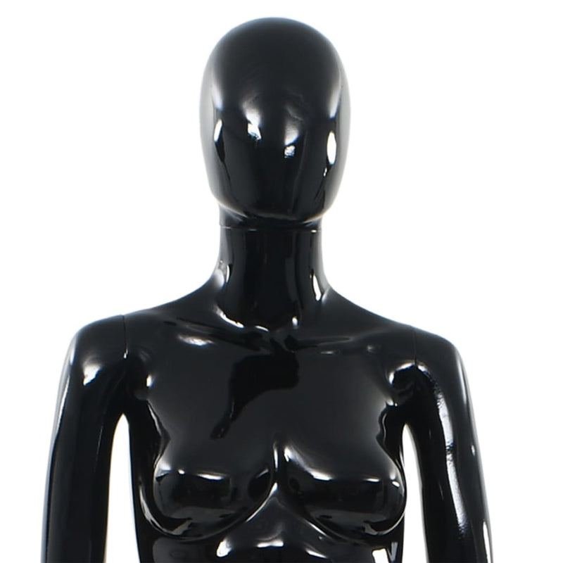 Dealsmate  Full Body Female Mannequin with Glass Base Glossy Black 175 cm