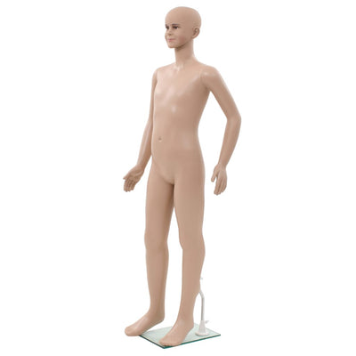 Dealsmate  Full Body Child Mannequin with Glass Base Beige 140 cm