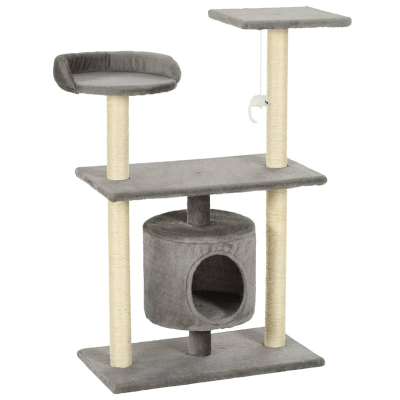 Dealsmate  Cat Tree with Sisal Scratching Posts 95 cm Grey