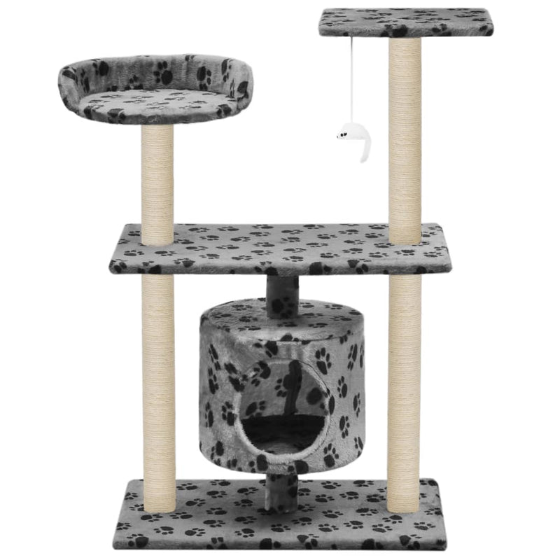 Dealsmate  Cat Tree with Sisal Scratching Posts 95 cm Grey Paw Prints