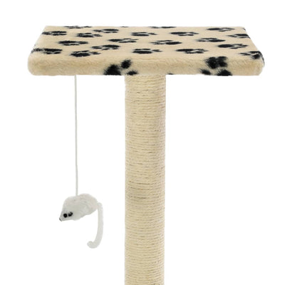 Dealsmate  Cat Tree with Sisal Scratching Posts 95 cm Beige Paw Prints