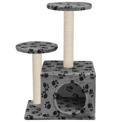 Dealsmate  Cat Tree with Sisal Scratching Posts 60 cm Grey Paw Prints