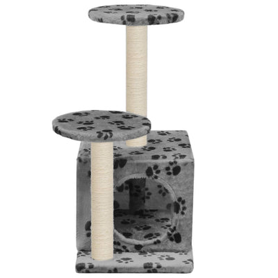 Dealsmate  Cat Tree with Sisal Scratching Posts 60 cm Grey Paw Prints
