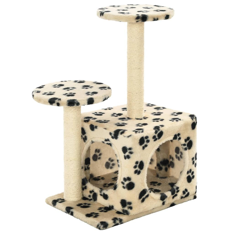 Dealsmate  Cat Tree with Sisal Scratching Posts 60 cm Beige Paw Prints