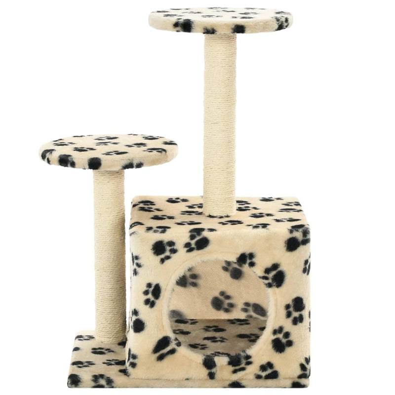 Dealsmate  Cat Tree with Sisal Scratching Posts 60 cm Beige Paw Prints