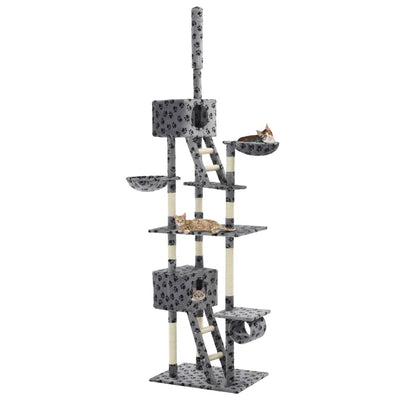 Dealsmate  Cat Tree with Sisal Scratching Posts 230-260 cm Grey Paw Prints