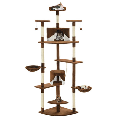 Dealsmate  Cat Tree with Sisal Scratching Posts 203 cm Brown and White