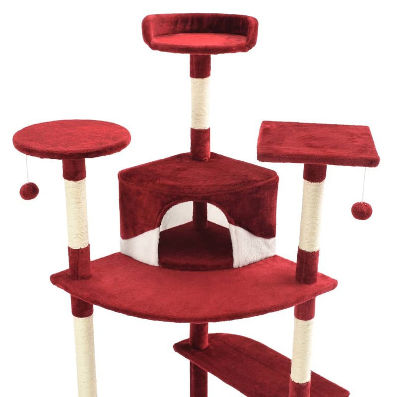 Dealsmate  Cat Tree with Sisal Scratching Posts 203 cm Red and White