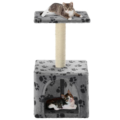 Dealsmate  Cat Tree with Sisal Scratching Post 55 cm Grey Paw Print