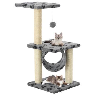 Dealsmate  Cat Tree with Sisal Scratching Posts 65 cm Grey Paw Print