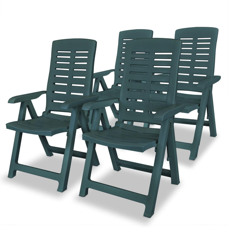 Dealsmate  Reclining Garden Chairs 4 pcs Plastic Green